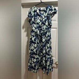 Floral Navy and White Dress